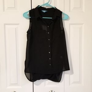 !!SUMMER SALE!! L'Amour Sheer Black Button-up Blouse, juniors XS